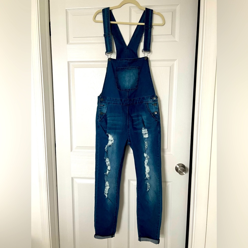 Denim Skinny Overalls